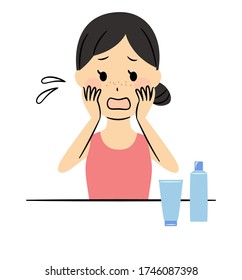 illustration of lady and skin care