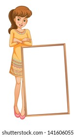 Illustration of a lady standing at the back of an empty board on a white background