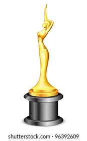 illustration of lady statue trophy on white background