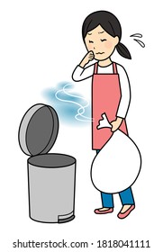 illustration of lady throwing away garbage