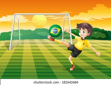 Illustration of a lady using the ball from Brazil