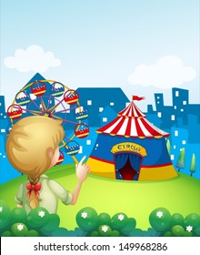 Illustration of a lady watching the carnival