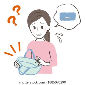 Illustration Of A Lady Who Lost Her Purse