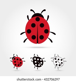 Illustration of the ladybug icon on white background Vector illustration