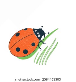 Illustration of Ladybug on Leaf Perfect for naturethemed designs, botanical projects, and environmental illustrations