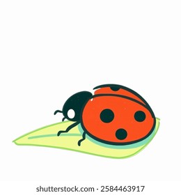 Illustration of Ladybug on Leaf Perfect for naturethemed designs, botanical projects, and environmental illustrations