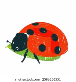 Illustration of Ladybug on Leaf Perfect for naturethemed designs, botanical projects, and environmental illustrations