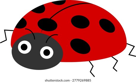 An illustration of a ladybug with red wings and black dots