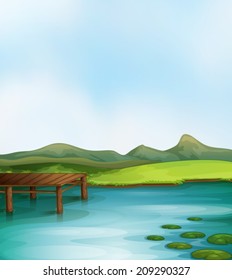 Illustration of a lake scene