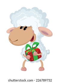 illustration of a lamb and gift