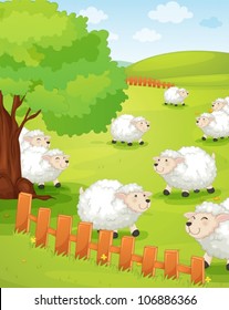 illustration of a lamb on green grass