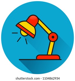 Illustration of lamp circle blue flat icon