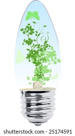 illustration with lamp, flowers and butterflies isolated on white background