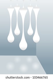 illustration of a lamp in the form of droplets isolated on a blue background