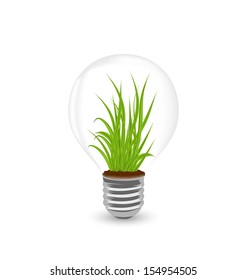 Illustration lamp with grass inside isolated on white background - vector