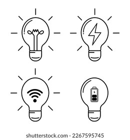 Illustration of lamp icon. Editable outline lamp icon set for icon, sign, and symbol isolated on white background