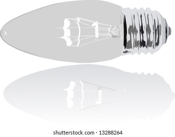 Illustration mit Lampe und deren Reflexion auf weißem Hintergrund