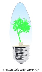 illustration with lamp and tree isolated on white background