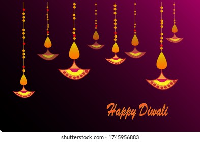 Illustration of lamps to represent  Indian festival Diwali