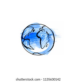 Illustration of land made with watercolor.