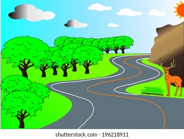 illustration of a landcape in a beautiful nature