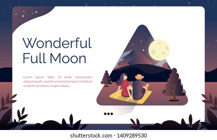 Illustration for landing page, do activities or hobbies - see what a wonderful full moon