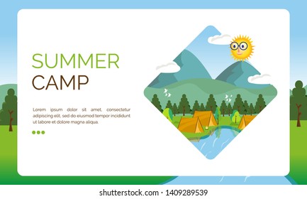 Illustration for landing page, do activities or hobbies - summer camp festival