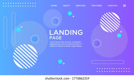 ILLUSTRATION LANDING PAGE WITH GRADIENT COLOR BACKGROUND. MODERN ABSTRACT LIQUID COLORFUL STYLE VECTOR GOOD FOR WEB,COVER DESIGN