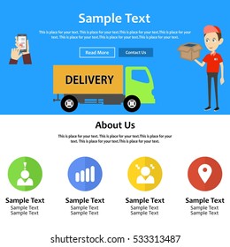the illustration - landing page - on the theme of delivery.