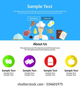 the illustration - landing page - on the theme of food.