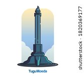Illustration of landmark buildings in the city of Semarang, Central Java with a modern touch. There are Tugu Muda. Can be used for landing page, ui, web, app intro card, editorial & flyer.