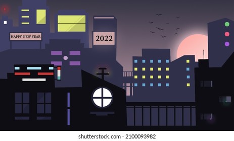 Illustration Landscape about firts night on new year. Can be use for wallpaper.