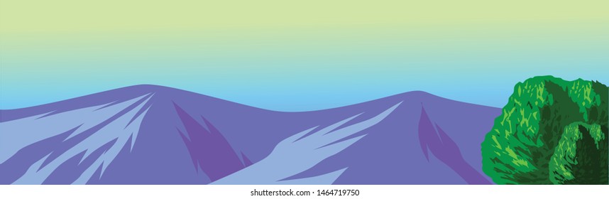 Illustration of landscape background, purple and blue vector.