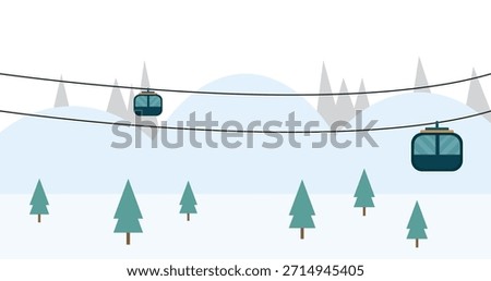 Illustration landscape cable car snow ski sport