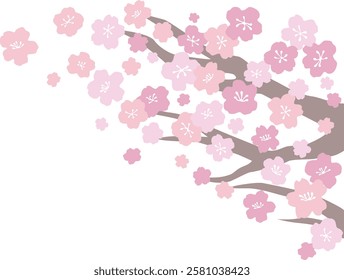 Illustration of a landscape with cherry blossoms
