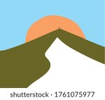 illustration of landscape in the desert with someone explorer, for room decoration, cover, postcard, brochure, flayer eps 10