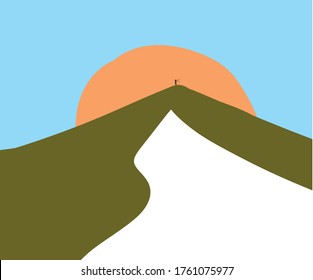 illustration of landscape in the desert with someone explorer, for room decoration, cover, postcard, brochure, flayer eps 10