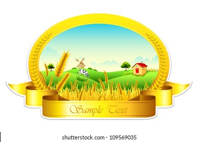 illustration of landscape of golden wheat farm showing green revolution