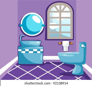 illustration of landscape inside bathroom