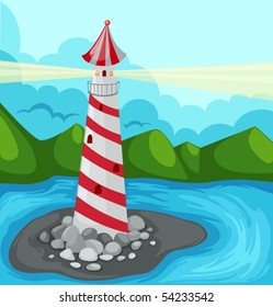 illustration of landscape lighthouse