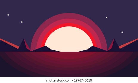 illustration of a landscape with moon