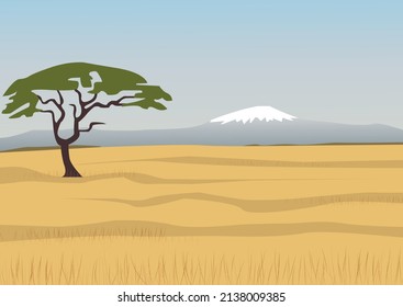 Illustration of the landscape with a mountain