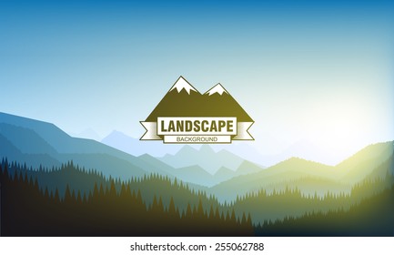 Illustration of landscape mountain background