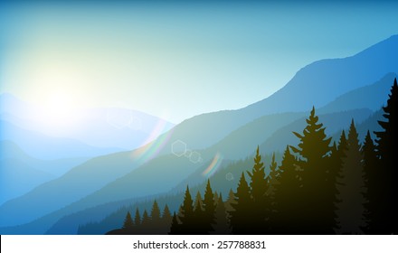 Illustration of landscape mountain background