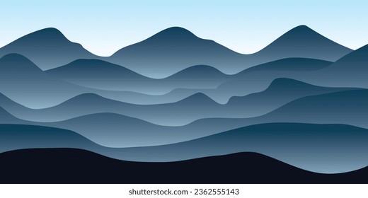 Illustration landscape of mountain silhouettes flat design Vector 