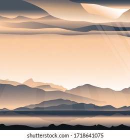 Ilustración de un paisaje con montañas para su creatividad.