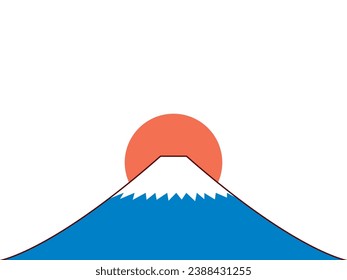 Illustration of a landscape with Mt. Fuji