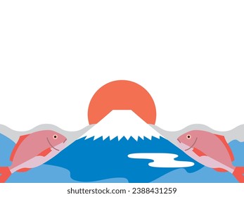 Illustration of a landscape with Mt. Fuji