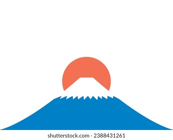 Illustration of a landscape with Mt. Fuji