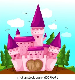 illustration of landscape pink princess castle